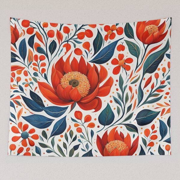 Item preview, Gouache Red Flowers Pattern. designed and sold by ARichArts.