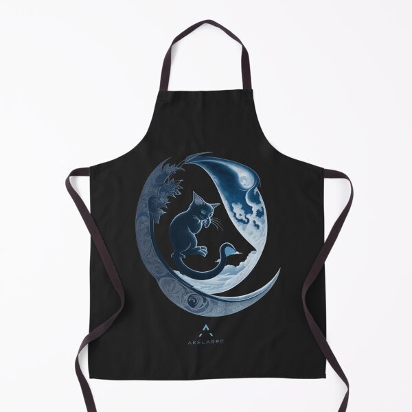 Item preview, Blue cat on decorated moon 2, Akelarre designed and sold by AkelarreDesigns.