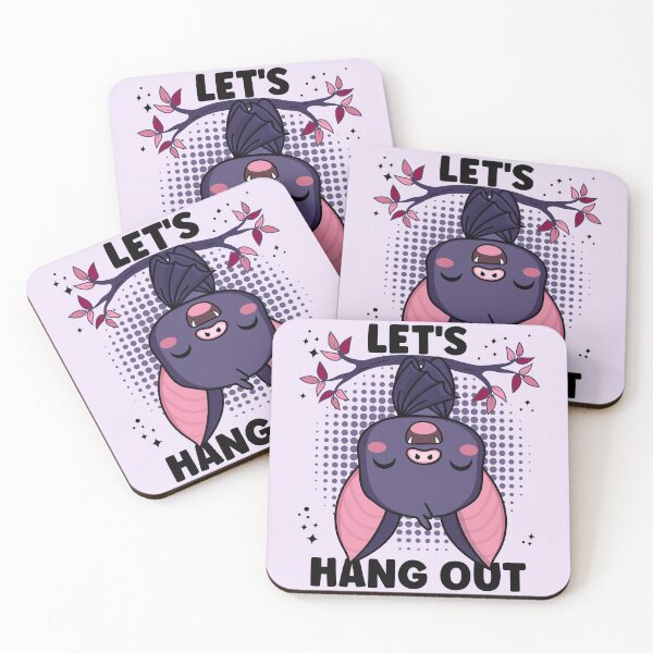 Item preview, Let's Hang Out | Cute and Funny Upside Down Halloween Vampire Bat designed and sold by PearlMoonGrapes.