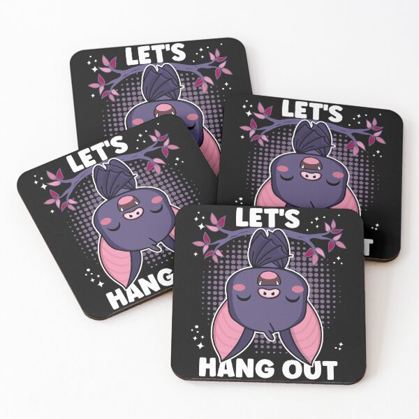 Item preview, Let's Hang Out | Cute and Funny Upside-Down Halloween Vampire Bat - Black designed and sold by PearlMoonGrapes.