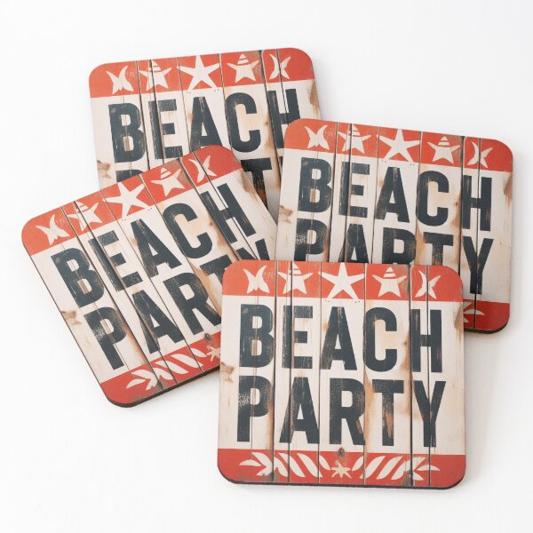 Item preview, PAINTED WOODEN SIGN STICKER - BEACH PARTY designed and sold by carlarmes.