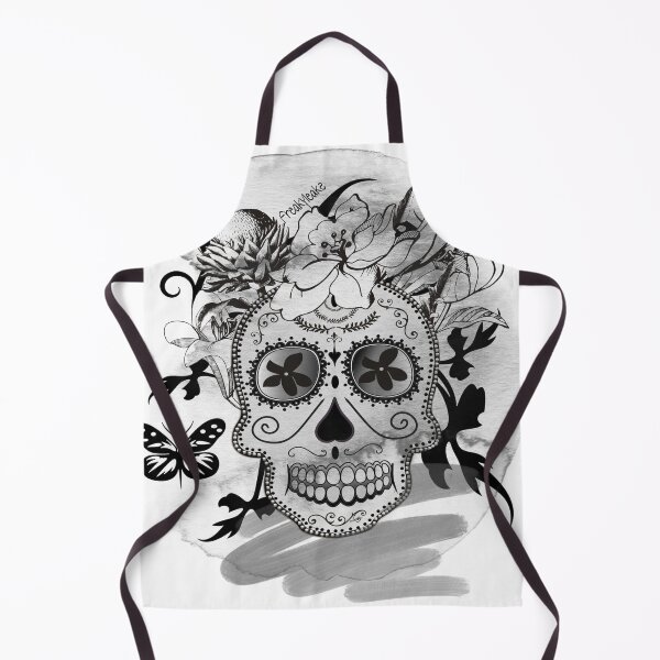 Item preview, SKULL BLACK AND WHITE WITH FLOWERS designed and sold by inarausch2023.