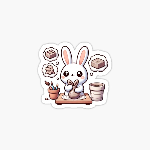 Item preview, Ceramic Chronicles: Potter Bunny's Kawaii Clay Creations designed and sold by PuffPuffPrint.