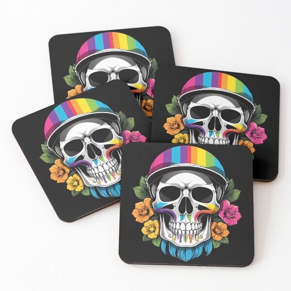 Item preview, Rainbow Hat Skull with Colorful Accents designed and sold by PixelFixArt.