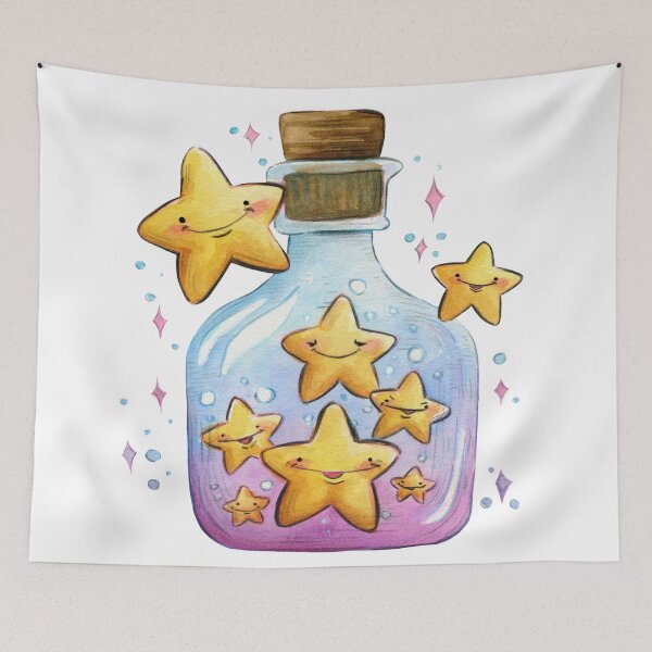 Item preview, Fairy Bottle Little happy stars watercolour painting designed and sold by carlottamascolo.