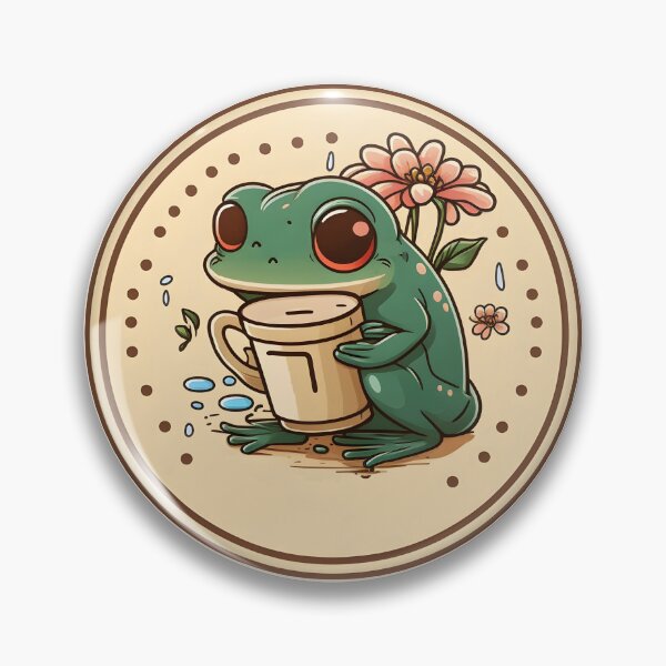 Item preview, Frog Drinking Coffee In Cottagecore Style designed and sold by RibbitFans101.
