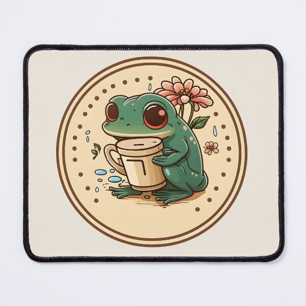 Item preview, Frog Drinking Coffee In Cottagecore Style designed and sold by RibbitFans101.