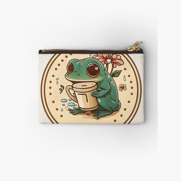 Item preview, Frog Drinking Coffee In Cottagecore Style designed and sold by RibbitFans101.