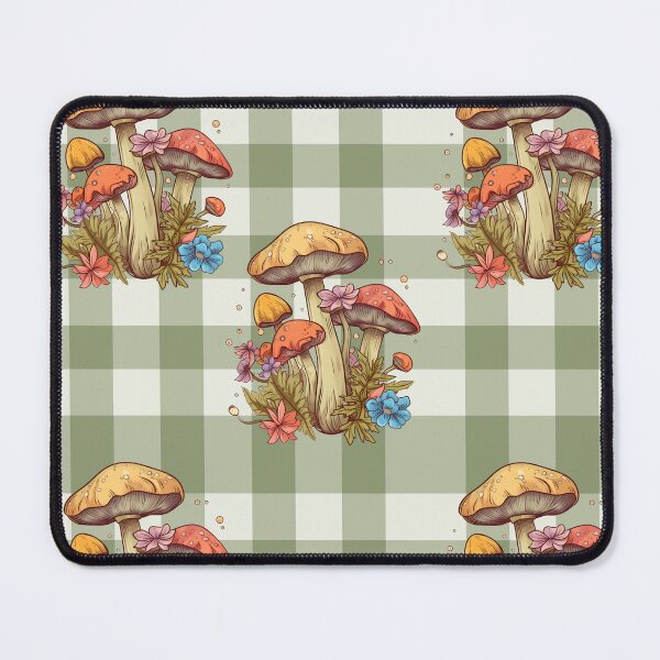 Item preview, Green Plaid Cottagecore Mushroom designed and sold by Lily-and-Lyle.