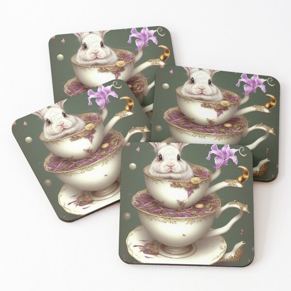 Item preview, Bunny Tea kids vintage cute animal children retro cookie designed and sold by Cyber Kids.