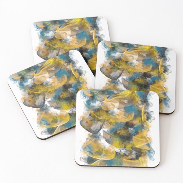 Item preview, Energetic Fusion: Brushstrokes in Yellow, Blue, and White designed and sold by ara-designs.