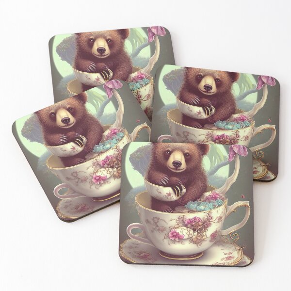 Item preview, Bear Tea kids vintage cute animal children retro cookie designed and sold by Cyber Kids.
