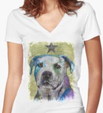 Pit Bull Terrier Women's Fitted V-Neck T-Shirt