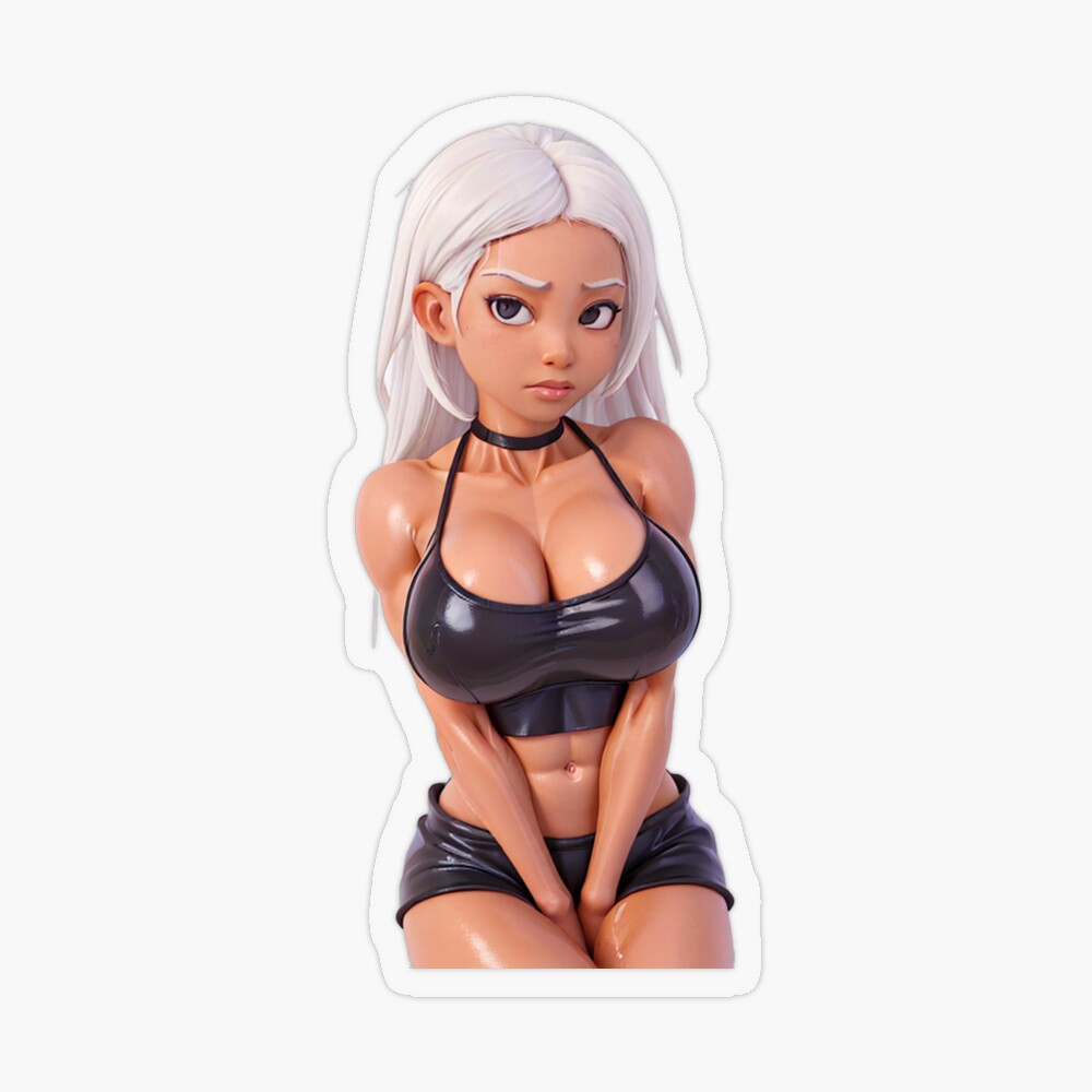 Big boobs Black girl white hair beautiful | Sticker