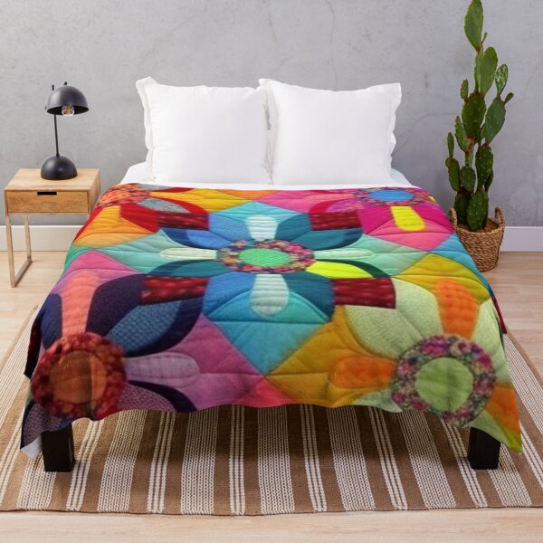 Item preview, Colorful floral Patchwork quilt  designed and sold by Roxburylane.