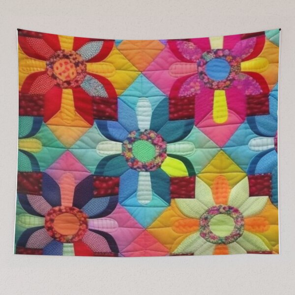 Item preview, Colorful floral Patchwork quilt  designed and sold by Roxburylane.