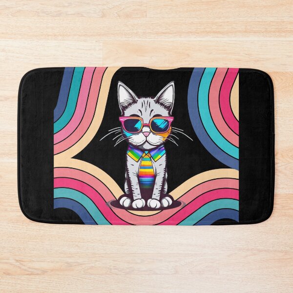 Item preview, Rainbow Groove Cat designed and sold by ALITTLETOWN.