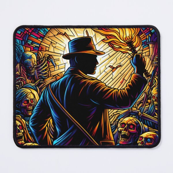 Item preview, Torch-Wielding Explorer Amongst the Undying - Stained Glass - Adventure designed and sold by Fenay Designs.