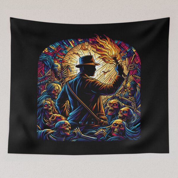 Item preview, Torch-Wielding Explorer Amongst the Undying - Stained Glass - Adventure designed and sold by Fenay Designs.