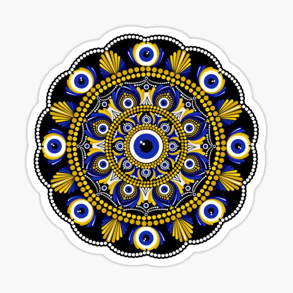 Navy and Gold Eyes on the Prize Dot Mandala Sticker