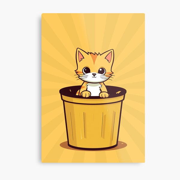 Item preview, Purrfect Hideaway: Ginger Cat in a Yellow Trashcan Fun designed and sold by WILDEVIOLET.