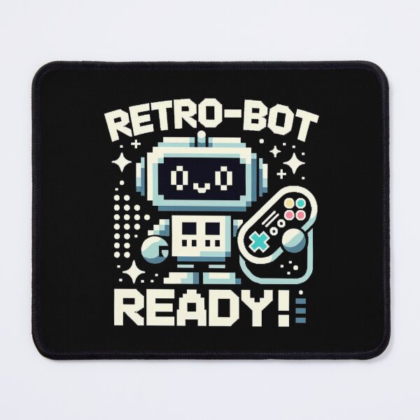 Item preview, Retro-bot Ready! - Pixelated Robot with Retro Gaming Controller designed and sold by PixelPunkster.