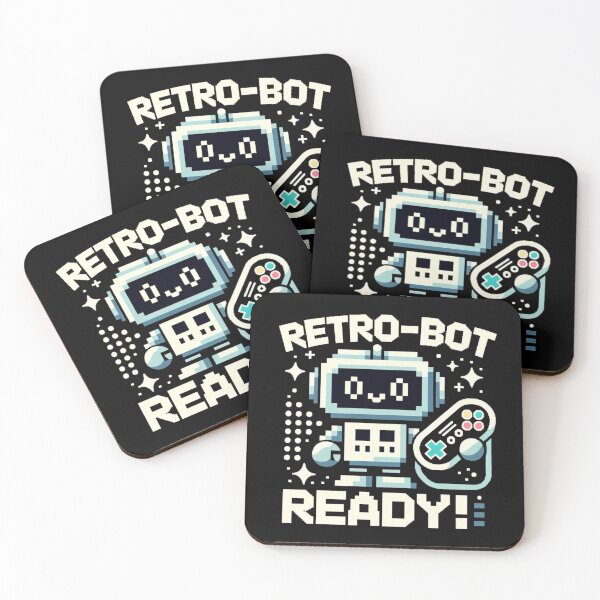 Item preview, Retro-bot Ready! - Pixelated Robot with Retro Gaming Controller designed and sold by PixelPunkster.