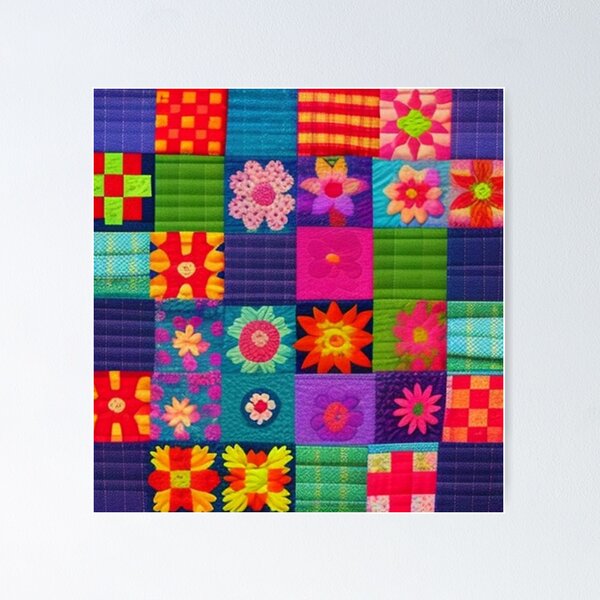Item preview, Colorful floral Patchwork quilt  designed and sold by Roxburylane.