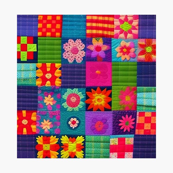 Item preview, Colorful floral Patchwork quilt  designed and sold by Roxburylane.