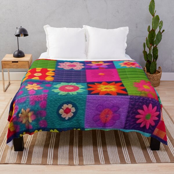 Item preview, Colorful floral Patchwork quilt  designed and sold by Roxburylane.
