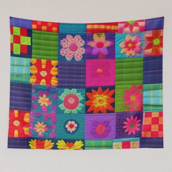 Item preview, Colorful floral Patchwork quilt  designed and sold by Roxburylane.