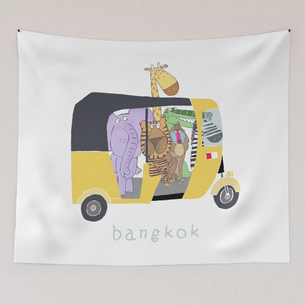 Item preview, Bangkok, Jungle Animals In A Tuk Tuk By Carla Daly designed and sold by Carla Daly.