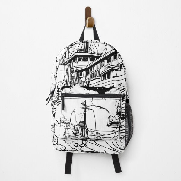 Item preview, Monochrome Voyage - Elegant Black and White Ship Art designed and sold by StickerDonArt.