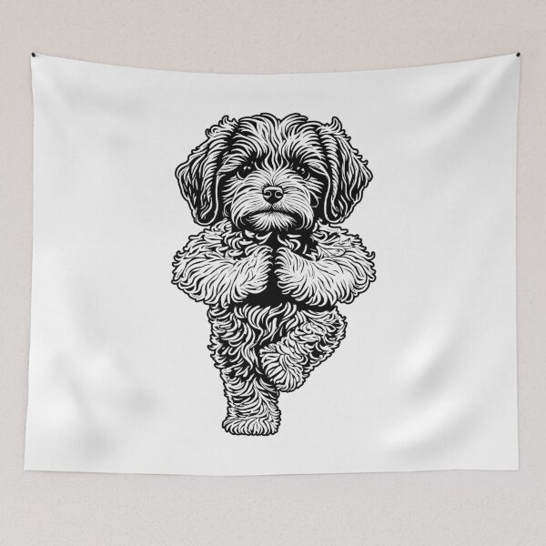 Aperçu de l'œuvre Bichon Havanais Yoga Chien Chiot Drôle Asana Arbre Pose Vrikshasana créée et vendue par GrandeDuc.