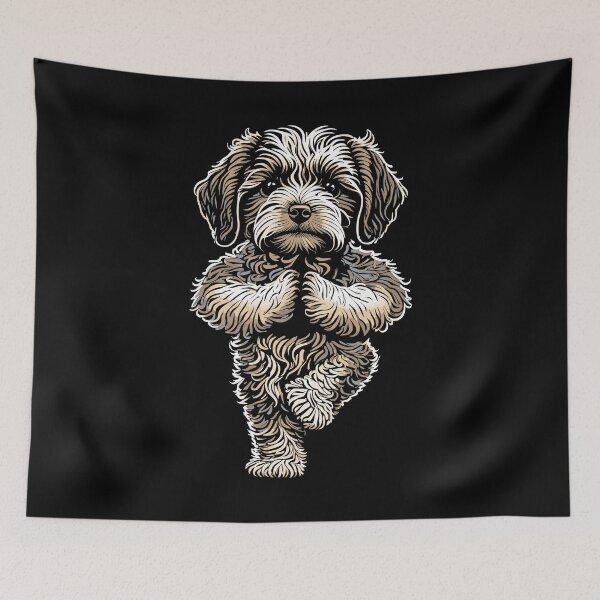 Aperçu de l'œuvre Bichon Havanais Yoga Chien Chiot Drôle Asana Arbre Pose Vrikshasana créée et vendue par GrandeDuc.