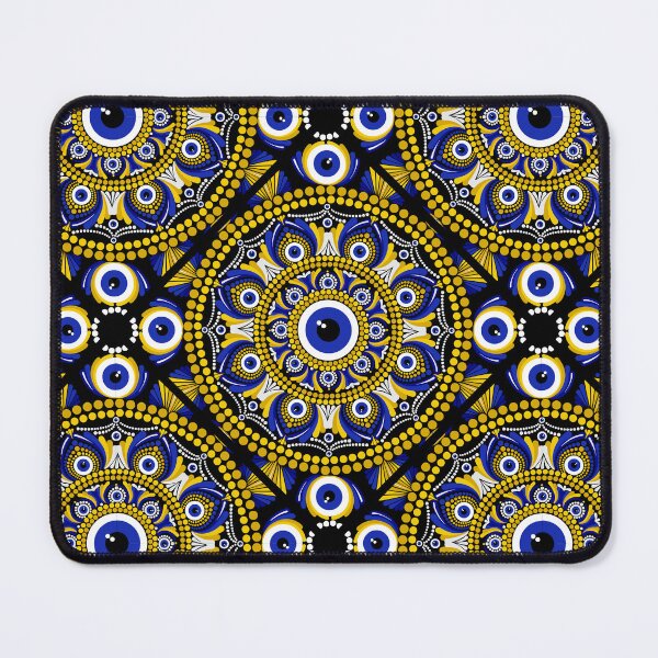 Item preview, Navy and Gold Eyes on the Prize Dot Mandala Tile Pattern designed and sold by Triplicate Limited.