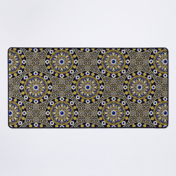 Item preview, Navy and Gold Eyes on the Prize Dot Mandala Scale Tile Pattern designed and sold by Triplicate Limited.