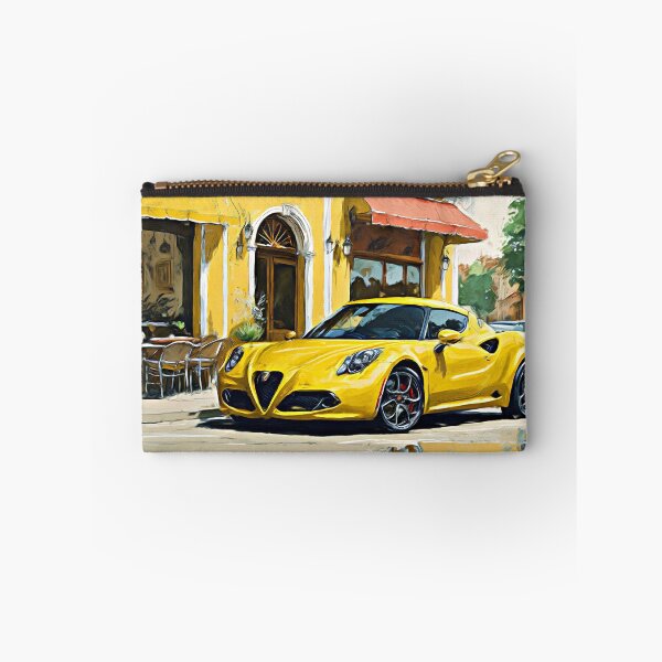 Item preview, Yellow Alfa Romeo 4c in front of a restaurant designed and sold by Glineur.