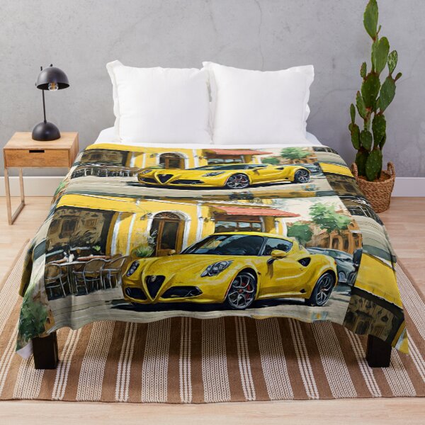 Item preview, Yellow Alfa Romeo 4c in front of a restaurant designed and sold by Glineur.
