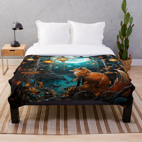 Aperçu de l'œuvre Renard dans la forêt des lanternes créée et vendue par FoxTreeDesign.