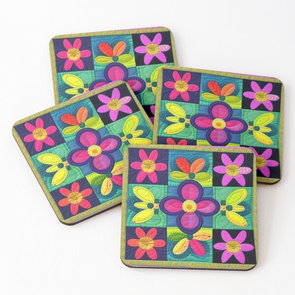 Item preview, Patchwork flowers quilt design  designed and sold by Roxburylane.