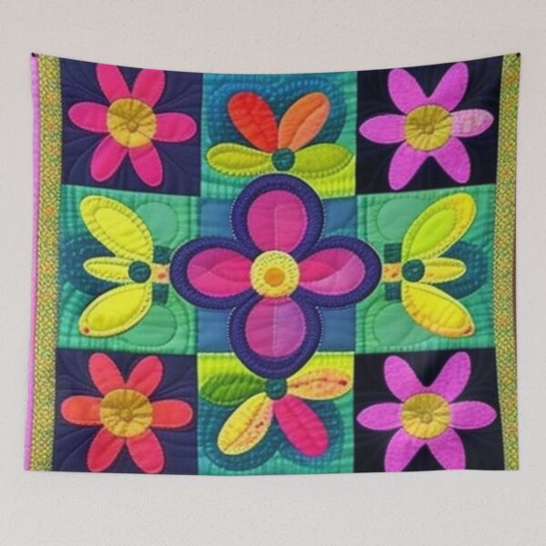 Item preview, Patchwork flowers quilt design  designed and sold by Roxburylane.