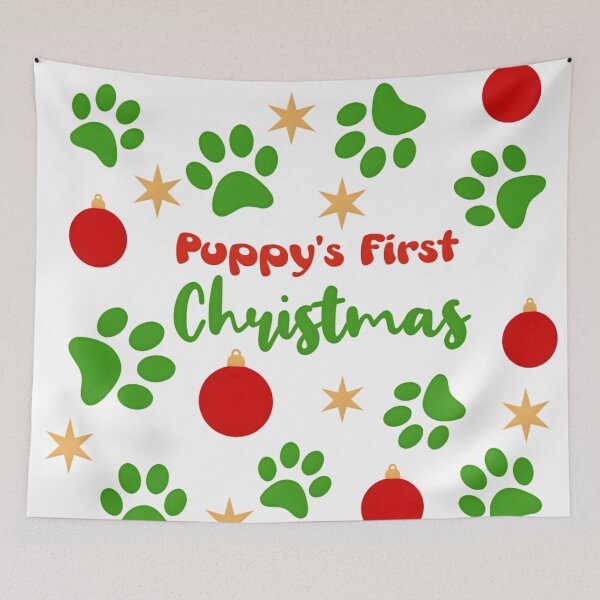 Item preview, Puppy's First Christmas With Paw Prints Ornaments and Christmas Stars designed and sold by PAWsitiveCurios.