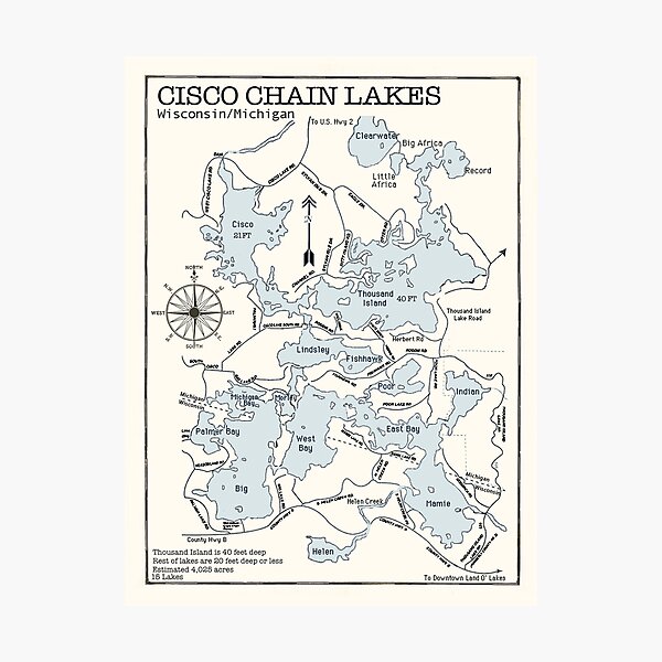 Item preview, Cisco Chain Lakes Wisconsin and Michigan States designed and sold by Jean Plout.