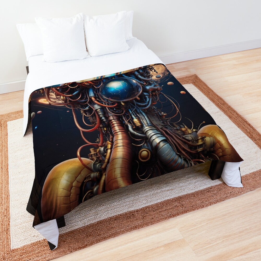 The Morleypoops Of Andromeda Prime AI Concept Art by Xzendor7 - Mesmerizing Alien Discovery 3 The Morleypoops Of Andromeda Prime Sci-Fi Fantasy AI Concept Art by Xzendor7 Decorative Comforter Art Print