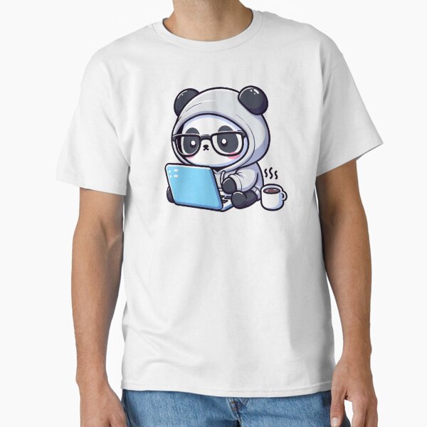 Aperçu de l'œuvre Coder Panda : café et code créée et vendue par PuffPuffPrint.