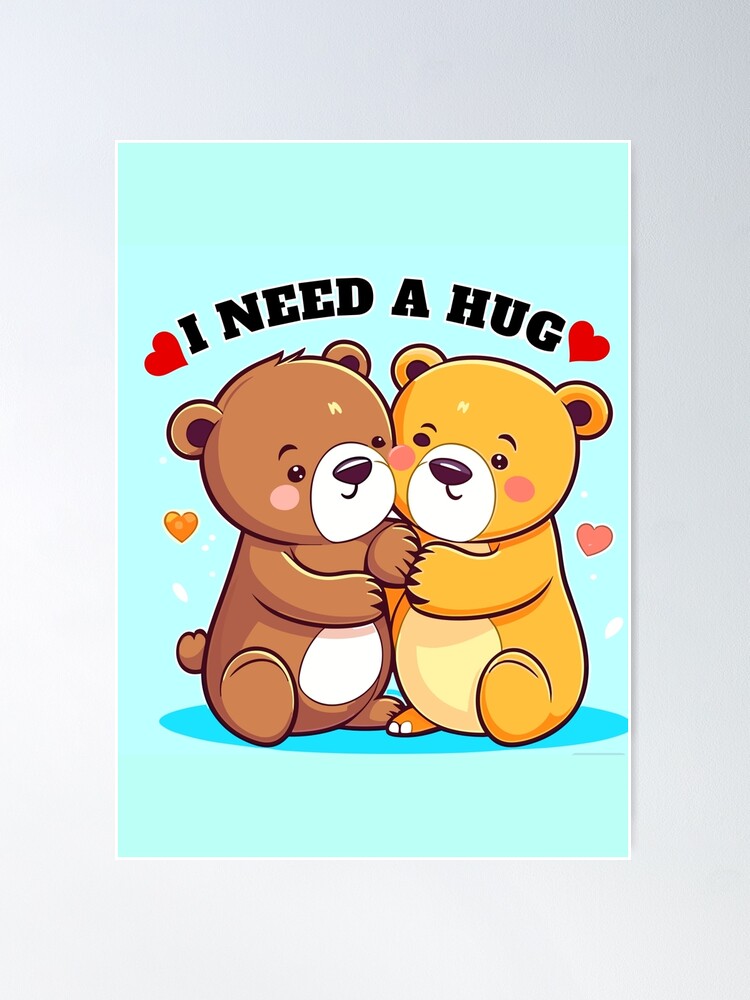 Cute Milk Mocha Bear Dream Lovers Love Hugs Kisses Valentine Poster