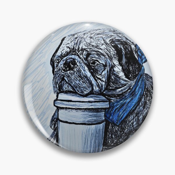 Item preview, Pug de café azul designed and sold by Lora Sager.