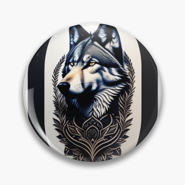Item preview, tattoo design, stencil, wolf face, wreath surrounding wolf, on paper designed and sold by Bosskugental38.