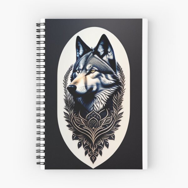 Item preview, tattoo design, stencil, wolf face, wreath surrounding wolf, on paper designed and sold by Bosskugental38.